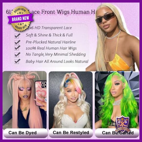 32 Inch Human Hair Lace Front Wig Straight 180% Density Pre Plucked main image 6